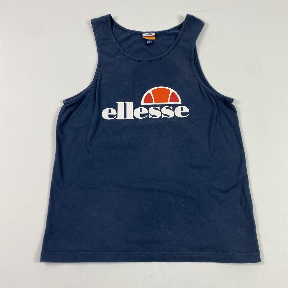 Ellesse Shirt Mens Medium Navy Blue Tank Top Sleeveless Logo Athletic Casual‎